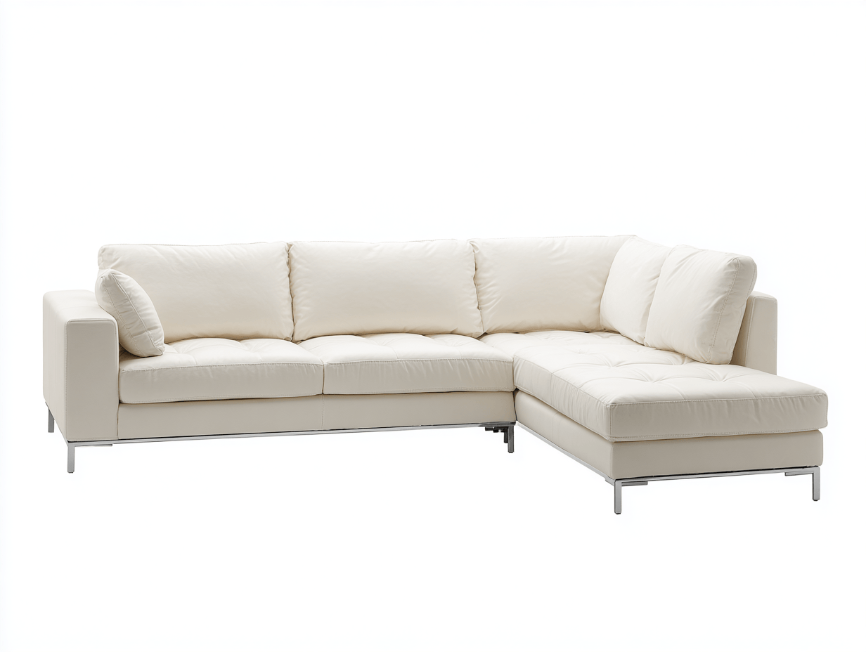 Sofa narożna L-kształtna 320×200×85 cm – tkanina kremowa – do salonu i strefy wypoczynkowej – styl nowoczesny minimalistyczny-Hubuna