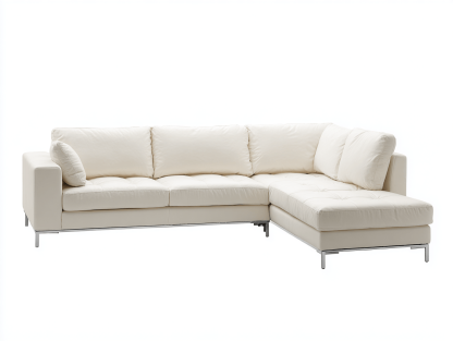 Sofa narożna L-kształtna 320×200×85 cm – tkanina kremowa – do salonu i strefy wypoczynkowej – styl nowoczesny minimalistyczny-Hubuna