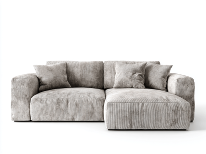 Nowoczesna sofa wypoczynkowa L w tkaninie sztruksowej – jasnoszara – 270×160×85 cm-Hubuna