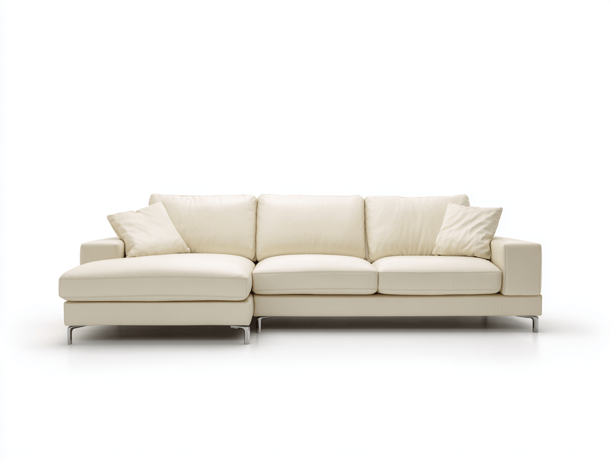 Sofa trzyosobowa z szezlongiem 290×160×85 cm – tkanina kremowa – do salonu i strefy wypoczynkowej – styl nowoczesny minimalistyczny-Hubuna