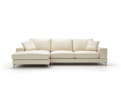 Sofa trzyosobowa z szezlongiem 290×160×85 cm – tkanina kremowa – do salonu i strefy wypoczynkowej – styl nowoczesny minimalistyczny-Hubuna