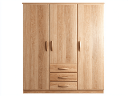 Szafa trzydrzwiowa z trzema szufladami 120×52×200 cm – jasny dąb – styl nowoczesny-Hubuna