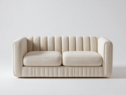 Sofa tapicerowana 160×90×75 cm – kremowa – nowoczesna dwuosobowa z tkaniny boucle-Hubuna