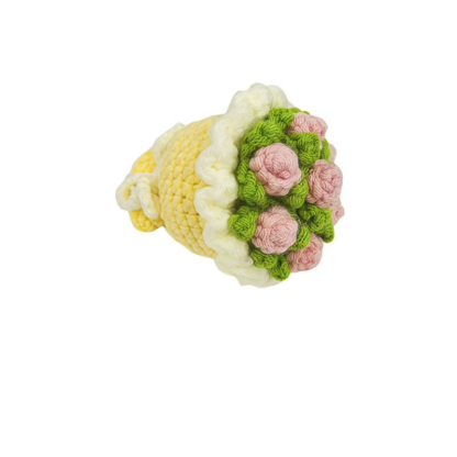 Hand-knitted mini bouquet of crocheted knitted wool roses