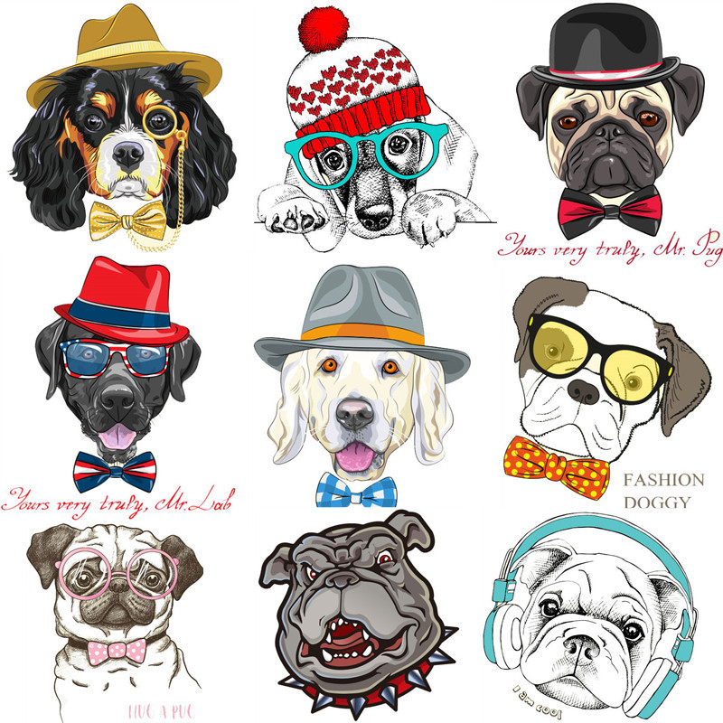 Cartoon dog pattern - Grade A, highly vibrant, washable， heat transfer printing， Kodak transfer print, offset printing， sticker texture