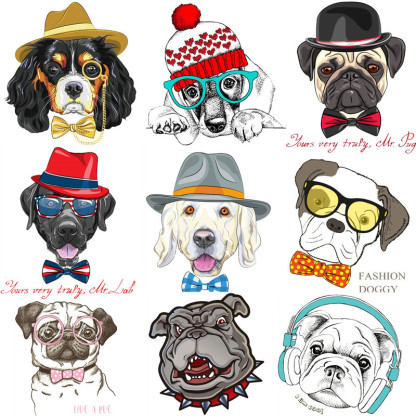 Cartoon dog pattern - Grade A, highly vibrant, washable， heat transfer printing， Kodak transfer print, offset printing， sticker texture
