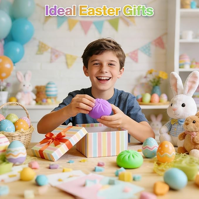 Squishy Dumpling Sensory Toys Mystery Dumpling Squishy Stress Relief Fidget Easter Gifts for Kids & Adults Anxiety Relief Squeeze Toy for Boys and Girls Easter Basket Stuffers for Teens