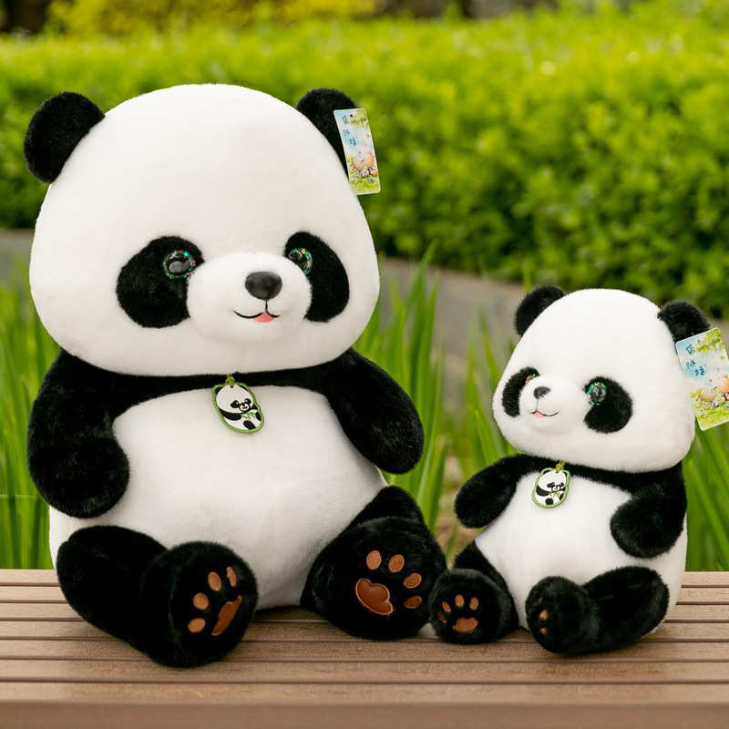New style panda plush toy, giant panda doll, Chengdu Panda Base souvenir, mascot gift.