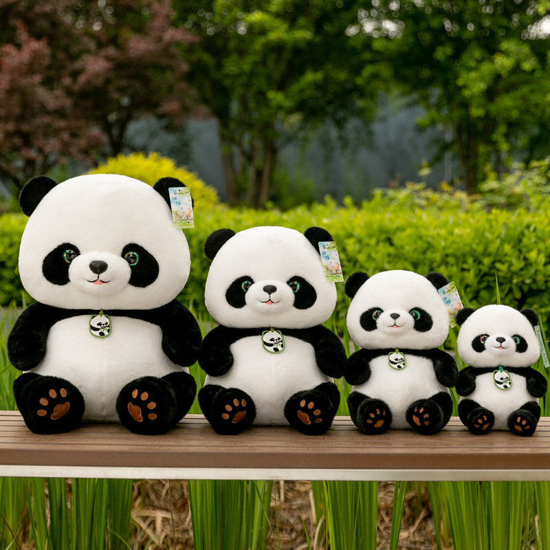 New style panda plush toy, giant panda doll, Chengdu Panda Base souvenir, mascot gift.
