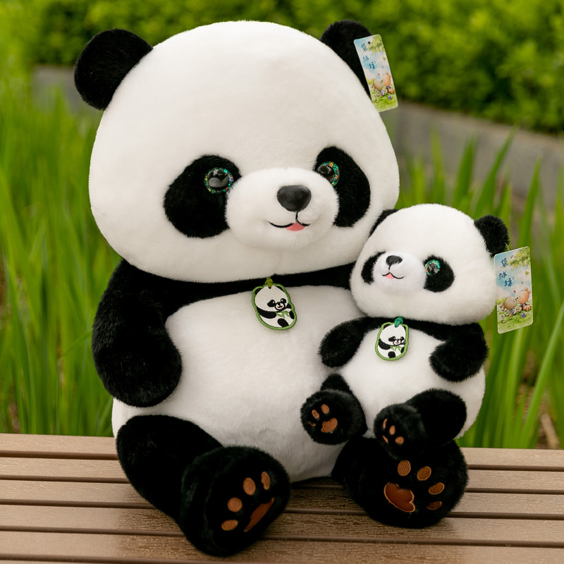 New style panda plush toy, giant panda doll, Chengdu Panda Base souvenir, mascot gift.