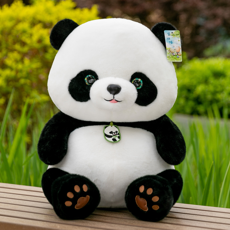 New style panda plush toy, giant panda doll, Chengdu Panda Base souvenir, mascot gift.