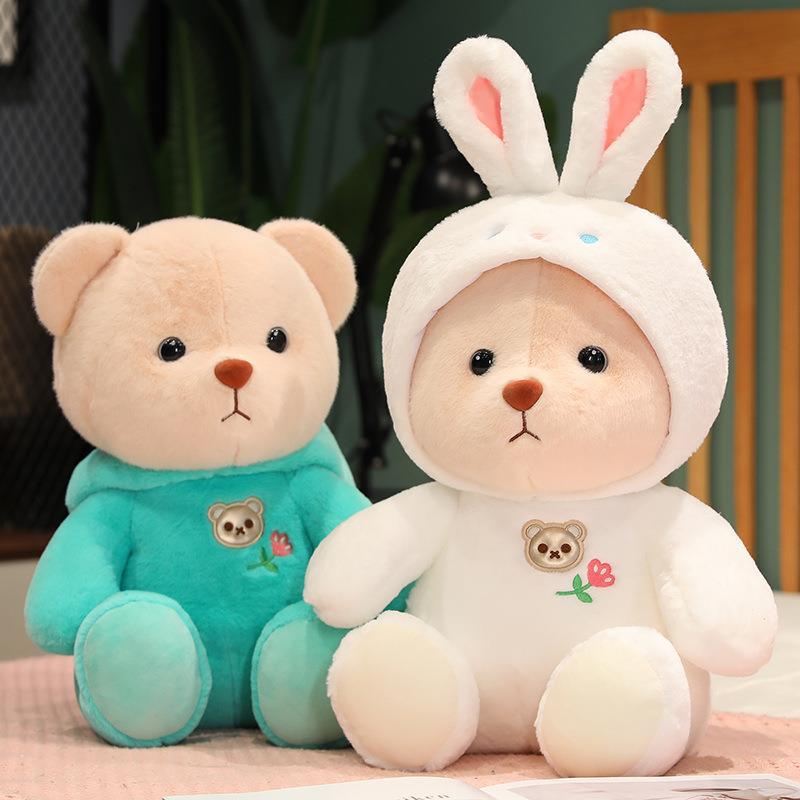 New cute teddy bear creative transformation into small bear plush doll cross-border plush toy grab machine doll machine wholesale