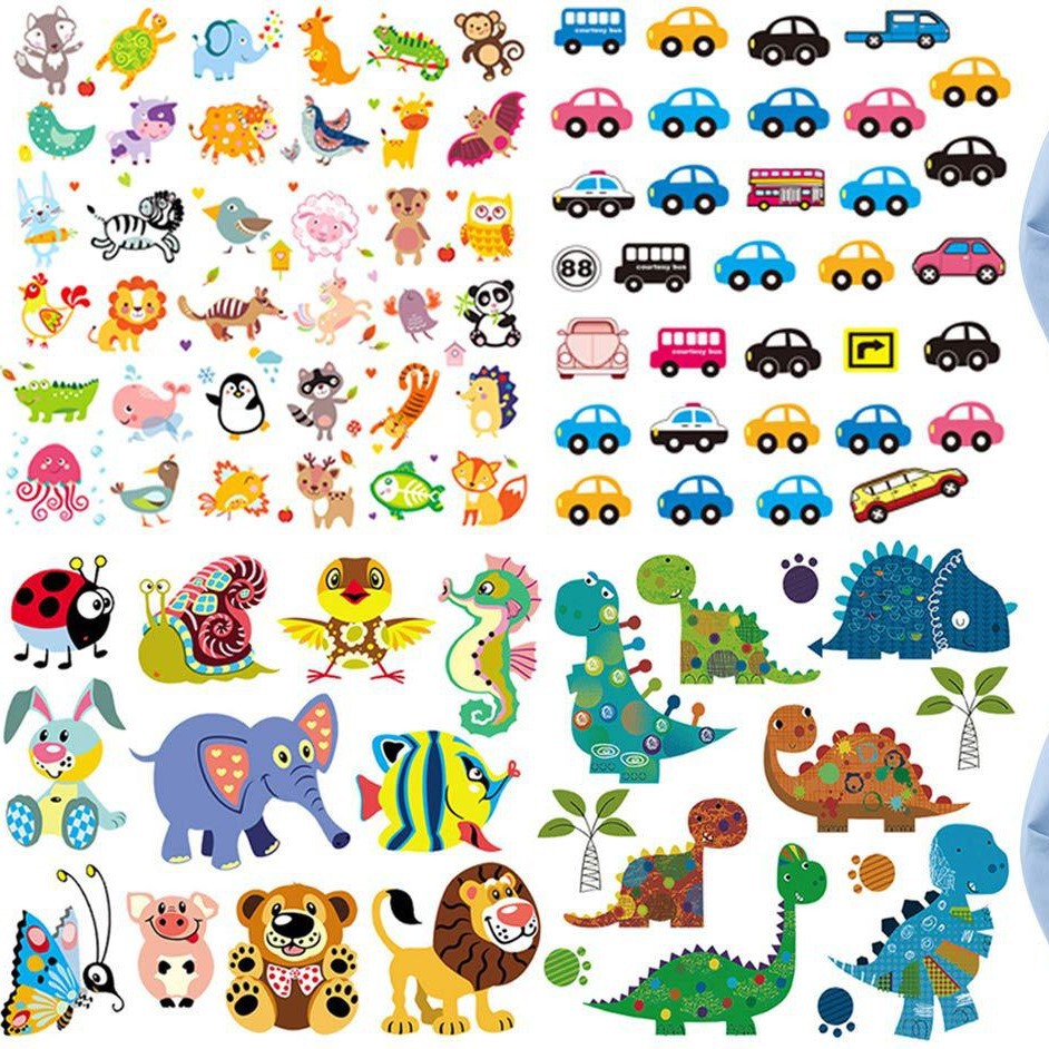 Cartoon animal heat transfer sticker - Giclée print - Water-resistant washable heat transfer sticker with pattern