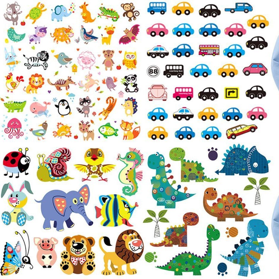 Cartoon animal heat transfer sticker - Giclée print - Water-resistant washable heat transfer sticker with pattern