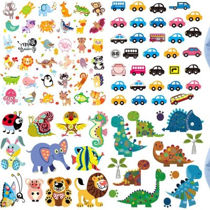 Cartoon animal heat transfer sticker - Giclée print - Water-resistant washable heat transfer sticker with pattern