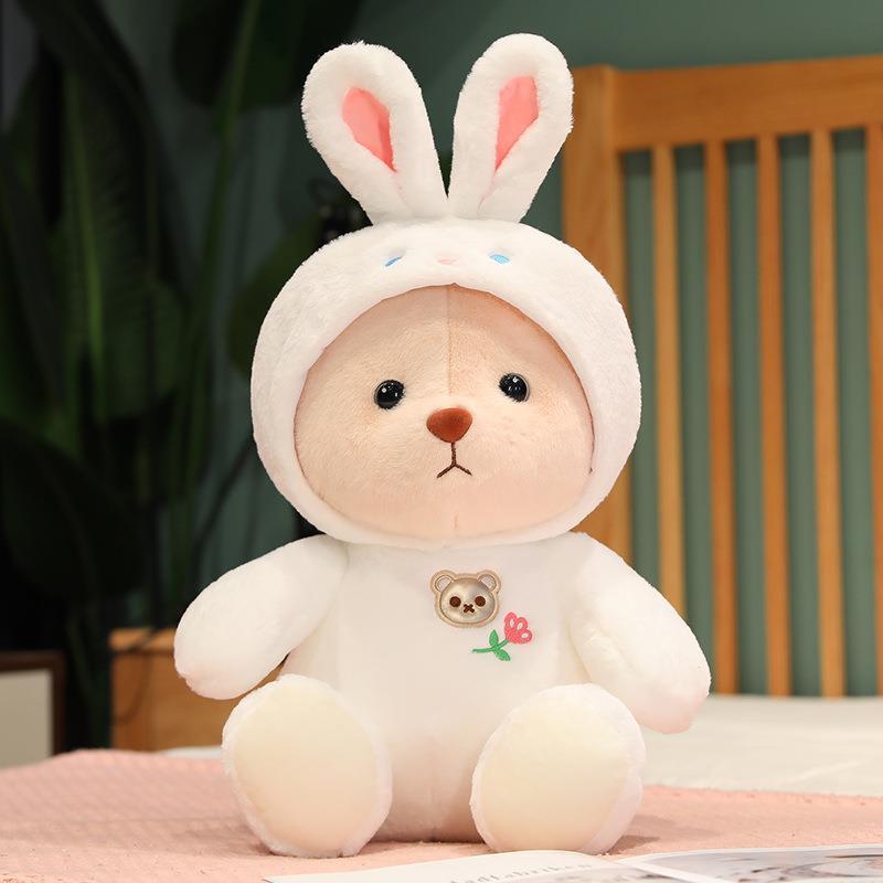 New cute teddy bear creative transformation into small bear plush doll cross-border plush toy grab machine doll machine wholesale