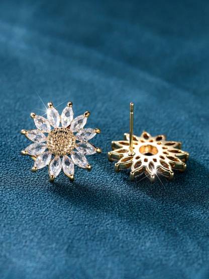 1pair Golden Yellow  Sunflower Dangle Earring
