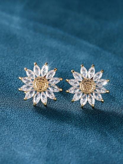 1pair Golden Yellow  Sunflower Dangle Earring