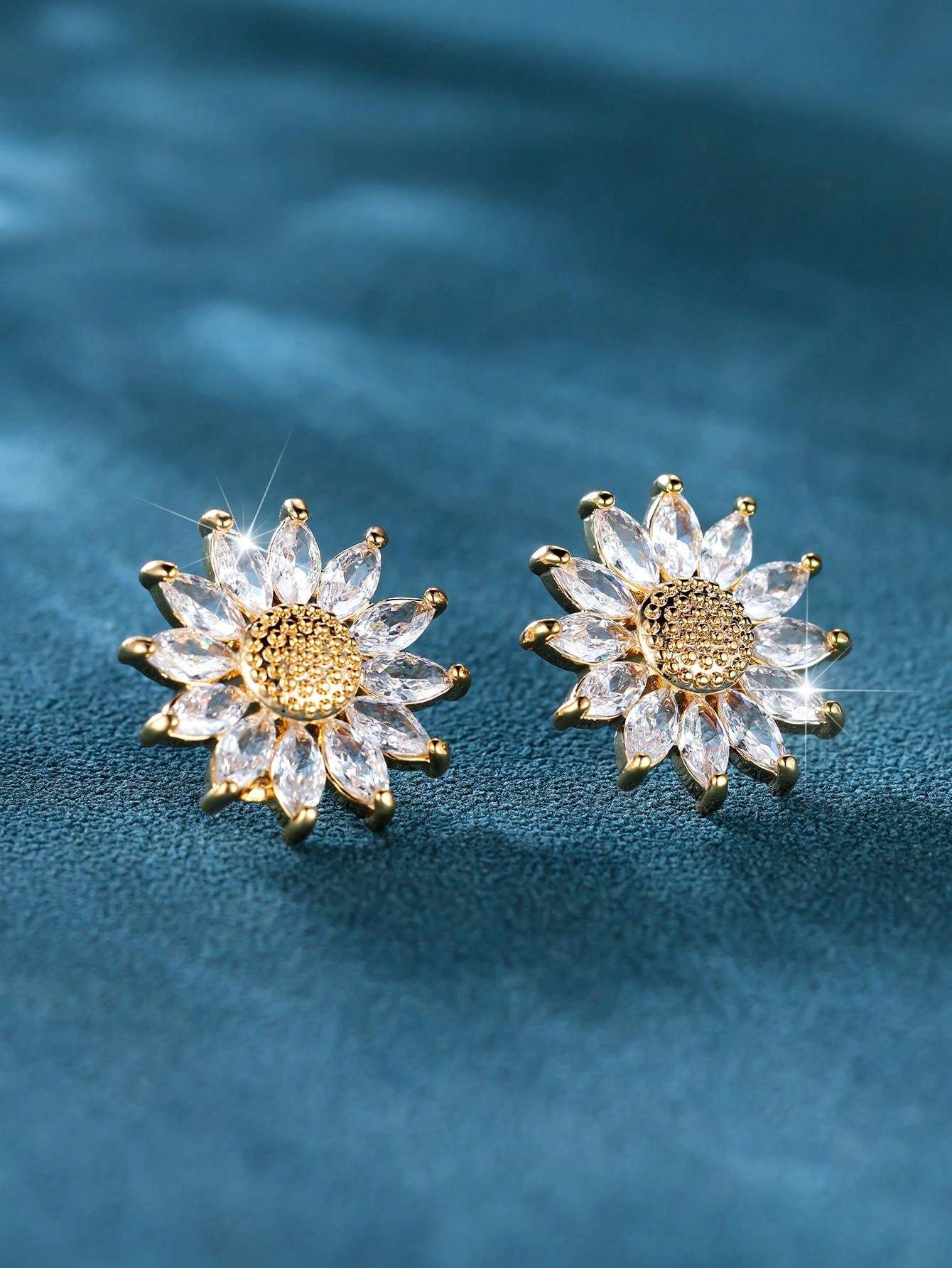 1pair Golden Yellow  Sunflower Dangle Earring