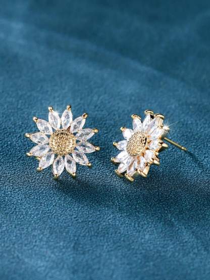 1pair Golden Yellow  Sunflower Dangle Earring