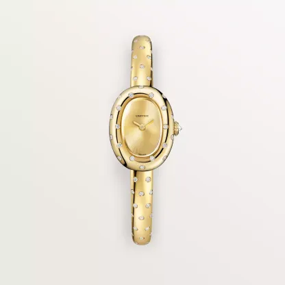 BAIGNOIRE WATCH, Mini Model With 29 Diamonds, Yellow Gold, Size 15 - 16