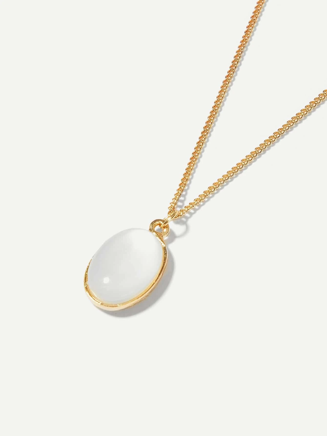 Oval Gemstone Pendant Necklace