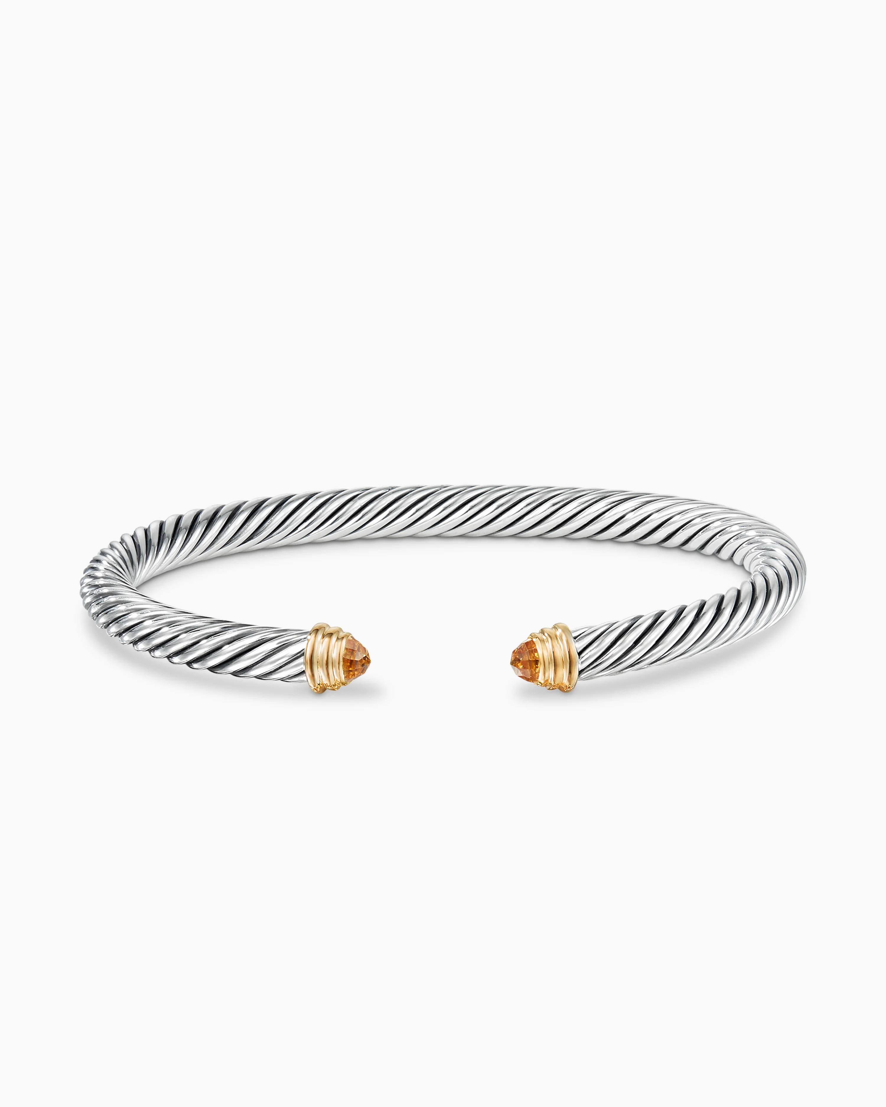 Classic Cable Bracelet Sterling Silver with 14K Yellow Gold and Citrine, 5mm
