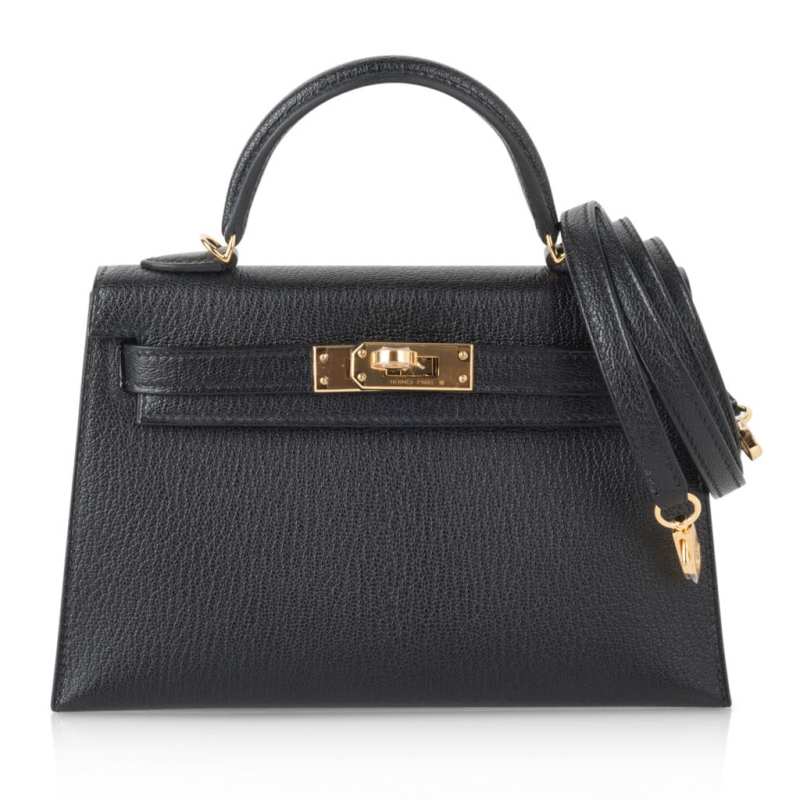 Kelly 20 Mini Kelly II Sellier Bag Black Chevre Gold Hardware Limited Edition