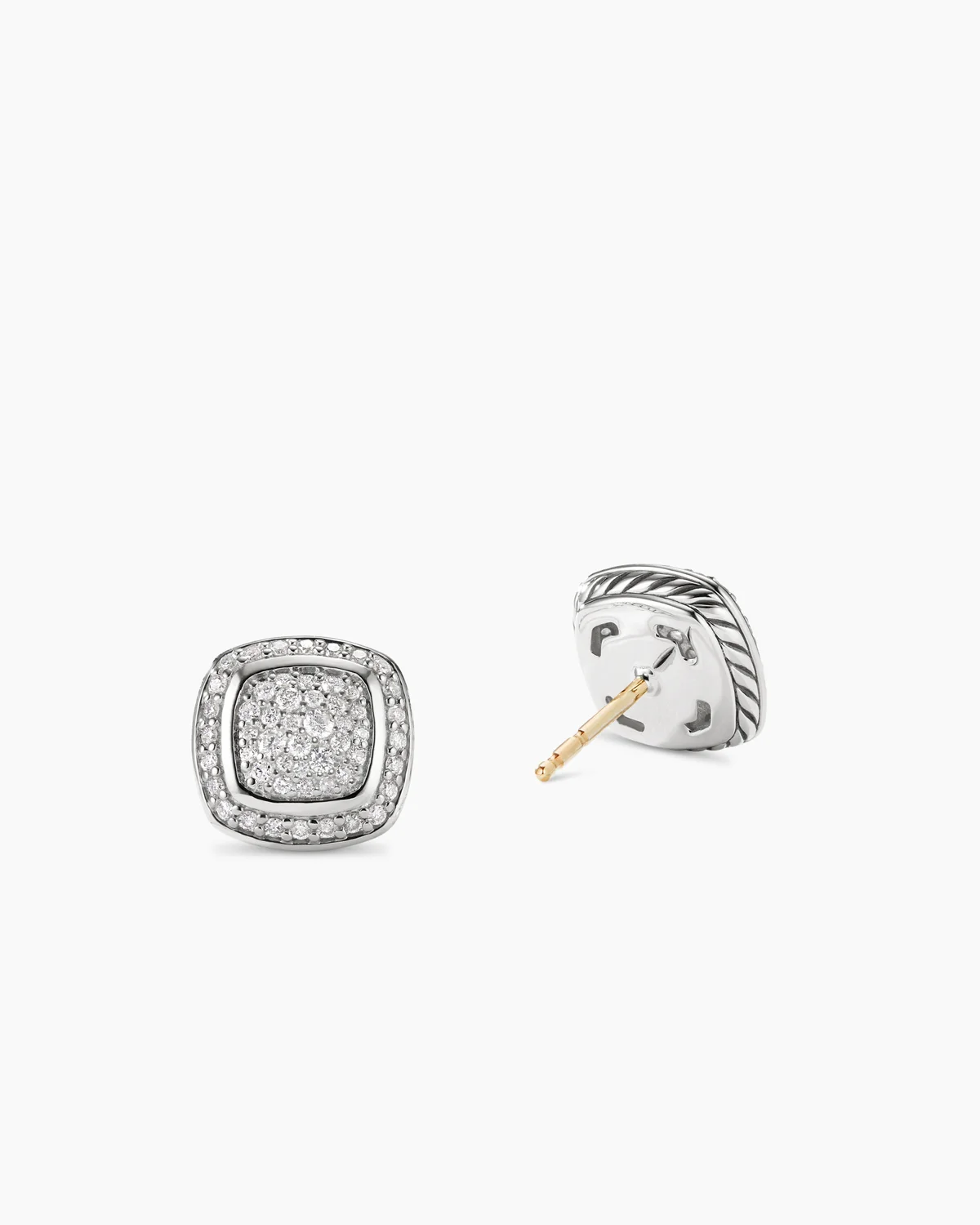Albion庐 Stud Earrings Sterling Silver with Pav茅 Diamonds, 7mm
