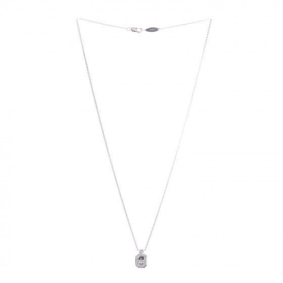 18K White Gold Diamond H W Logo Pendant Necklace