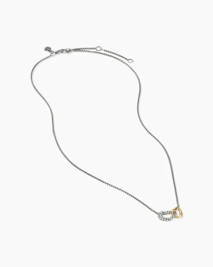 Cable Collectibles庐 Interlocking Heart Necklace Sterling Silver with 18K Yellow Gold, 16.4mm