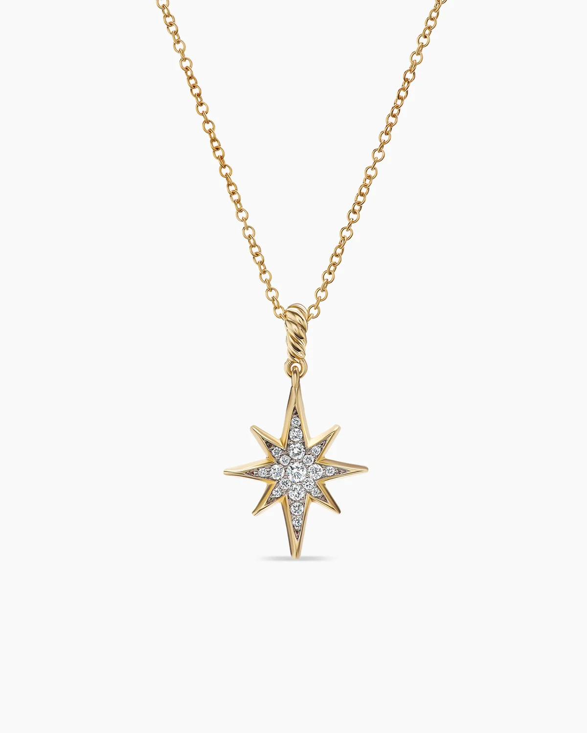 Cable Collectibles庐 North Star Necklace 18K Yellow Gold with Pav茅 Diamonds, 21.6mm