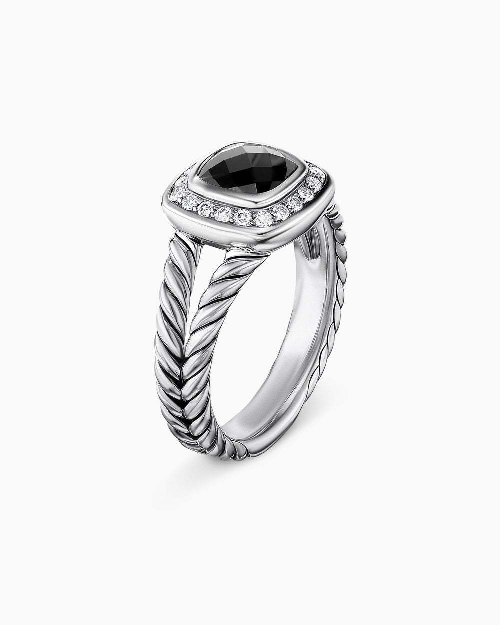 Petite Albion庐 Ring Sterling Silver with Black Onyx and Diamonds, 7mm