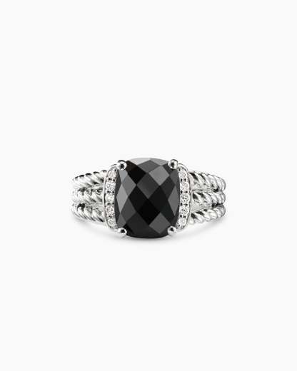 Petite Wheaton庐 Sterling Silver with Black Onyx and Diamonds, 10mm