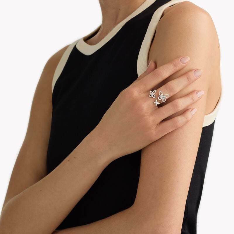 Triple Butterfly Silhouette Diamond Ring