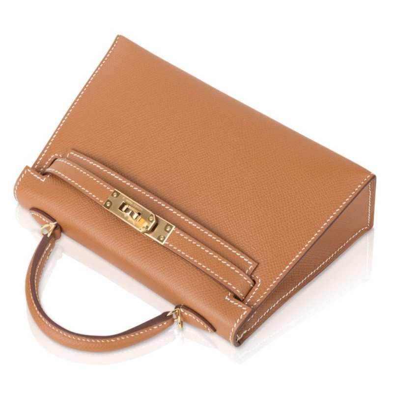 Mini Kelly 20 Bag Sellier Gold Epsom with Gold Hardware