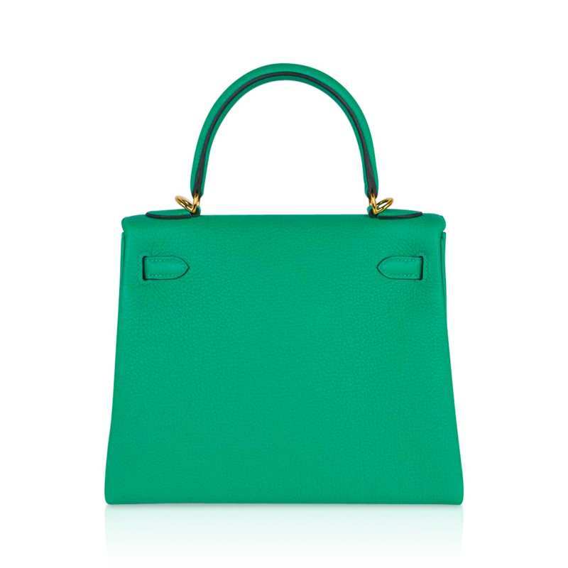 Kelly Retourne 25 Bag Menthe Togo Gold Hardware New w/Box