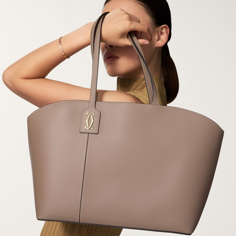 Tote bag, C de Cartier khaki