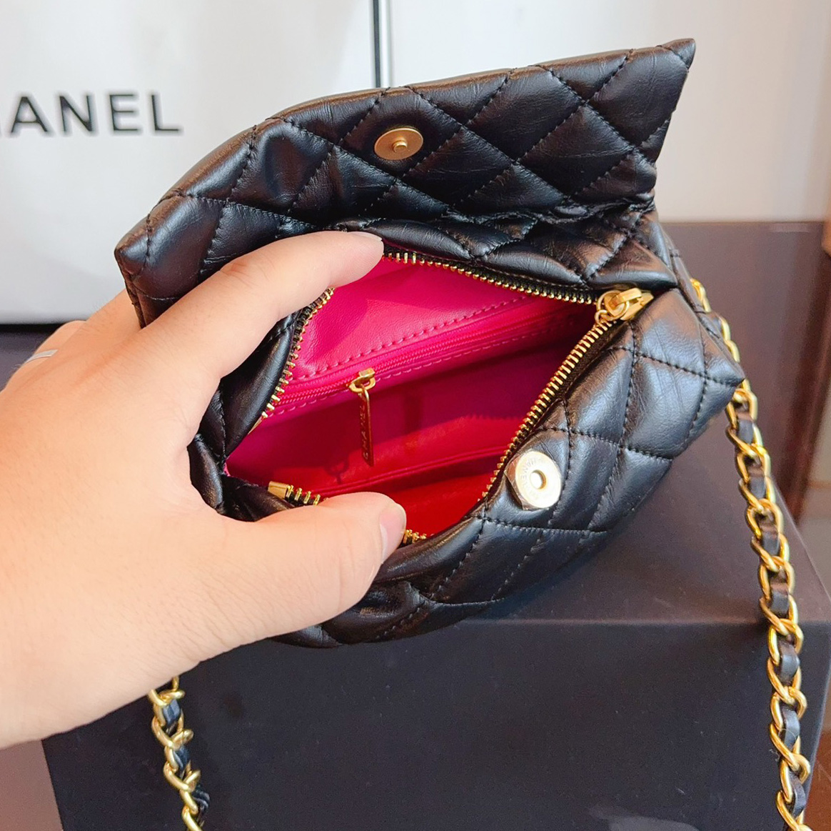 Small CC Links Hobo Bag