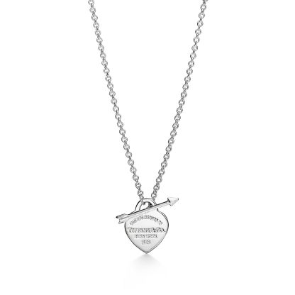 Return to 庐 Lovestruck Heart Tag Pendant in Silver, Small