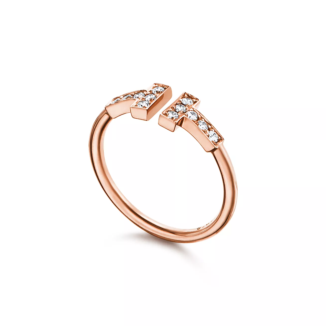 T Diamond Wire Ring in 18k Rose Gold