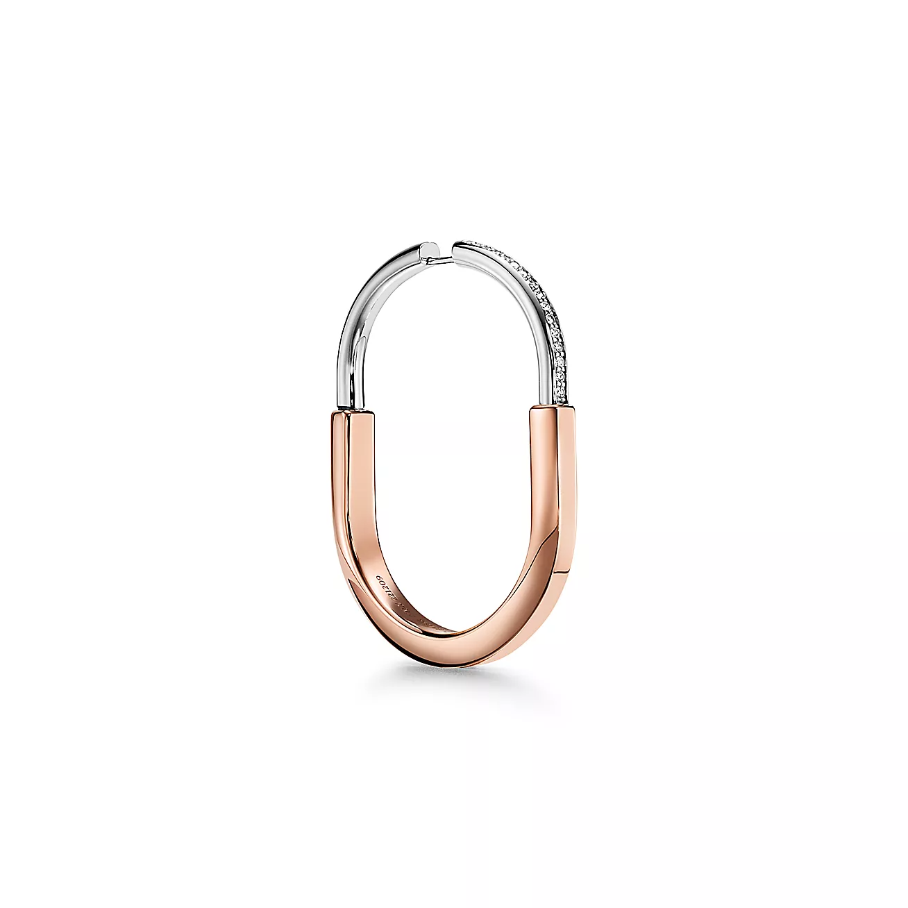 Lock Earrings in Rose and White Gold with Diamonds, Extra Large