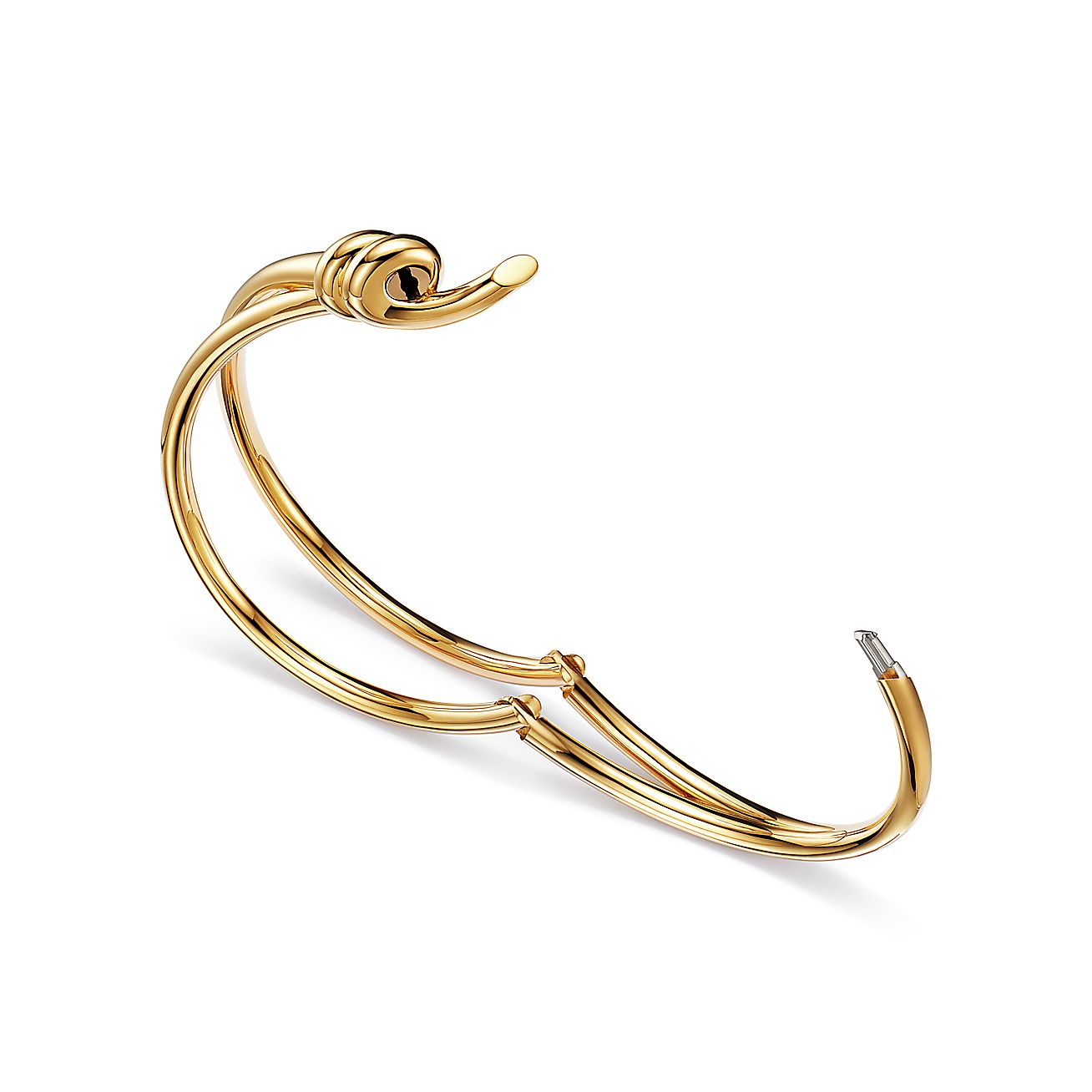 Knot Double Row Hinged Bangle in Yellow Gold