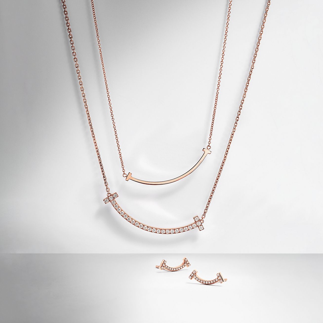 T Smile Pendant in Rose Gold, Small