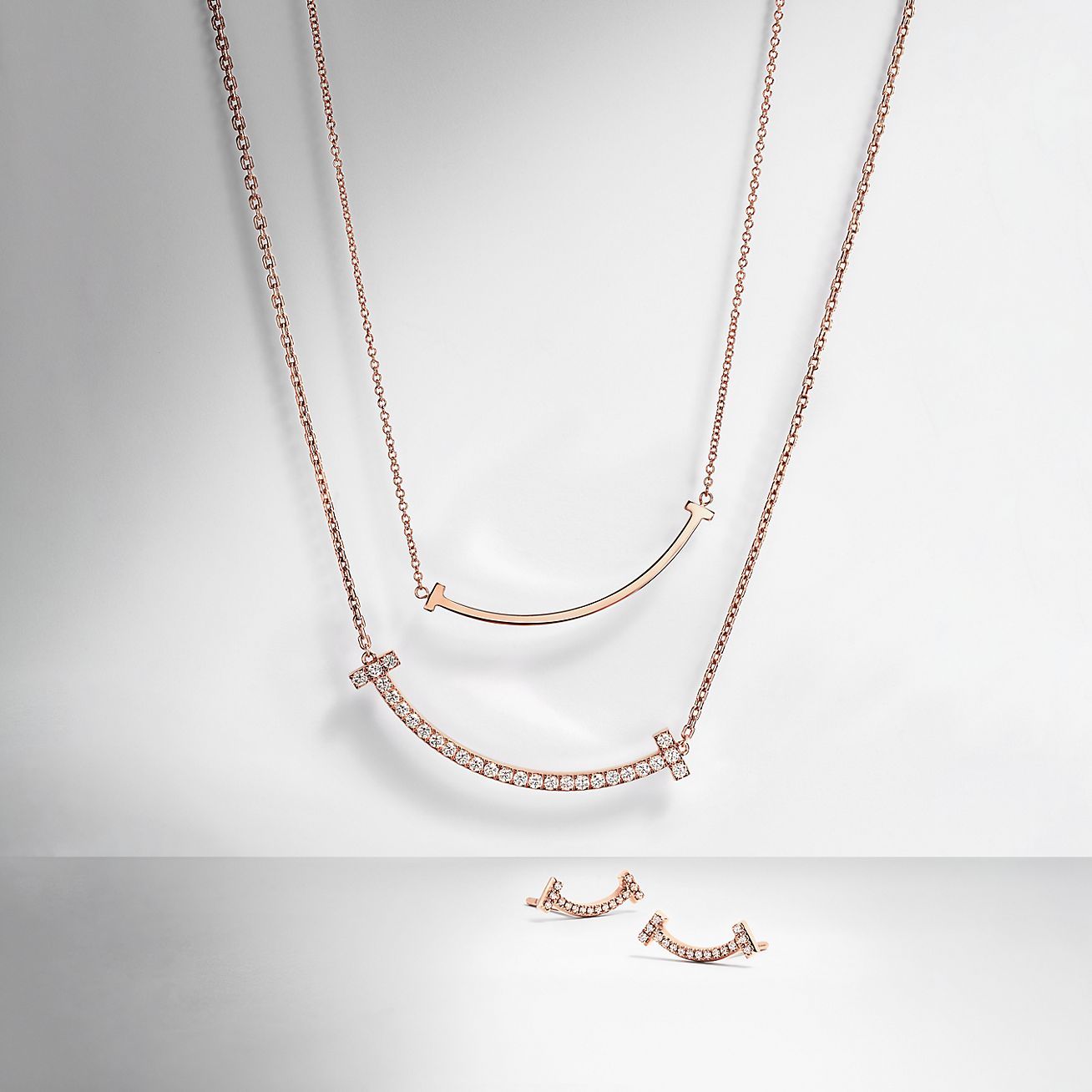 T Smile Pendant in Rose Gold, Small
