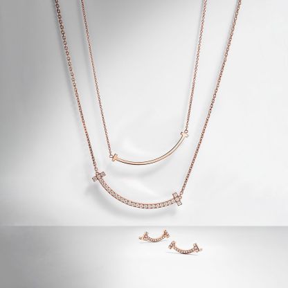 T Smile Pendant in Rose Gold, Small