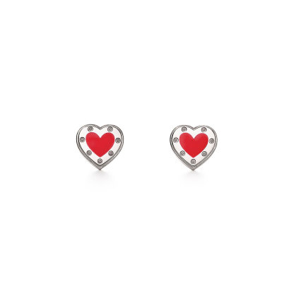 Return to 庐 Love  Blue庐 Heart Earrings in Silver, Mini