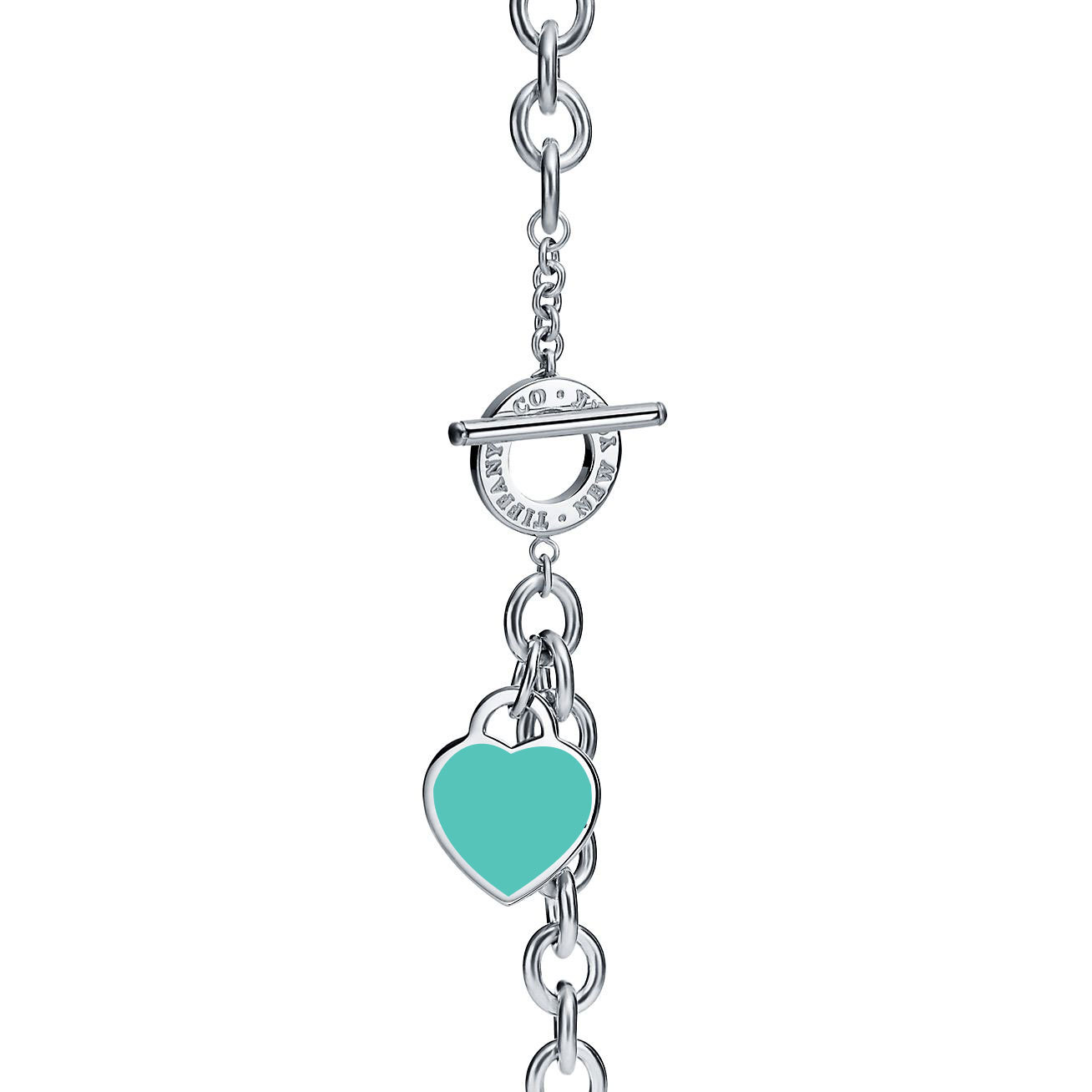 Return to 庐 Heart Tag Toggle Blue Necklace in Silver