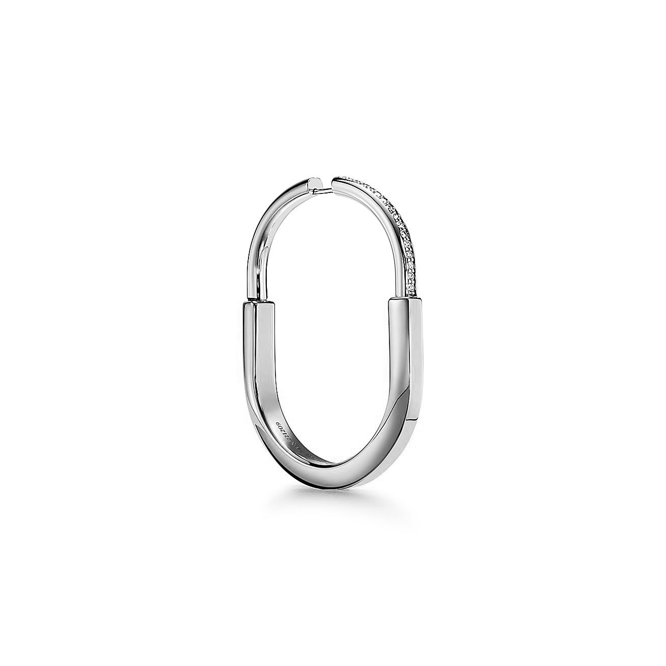 lock earrings Silver and white gold with diamonds, extra large