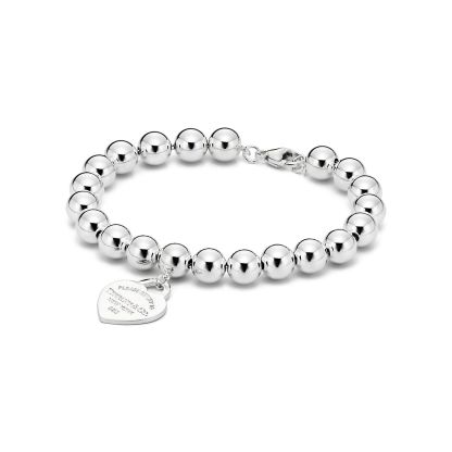Return to 庐 Heart Tag Bracelet in Silver, 8 mm